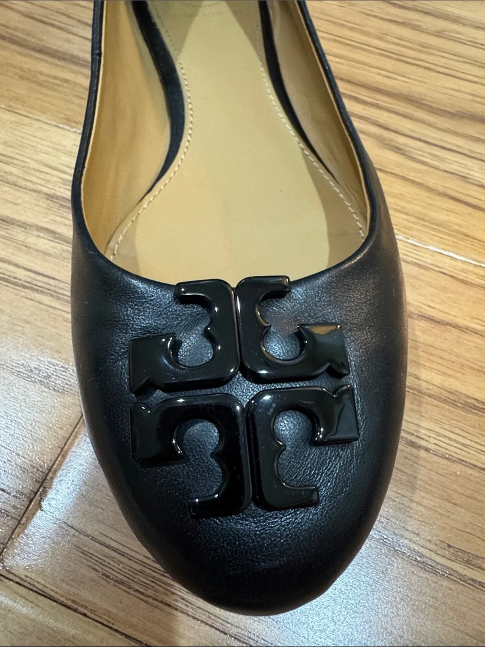Tory Burch Lowell 2 Black Patent Logo Ballet Flat